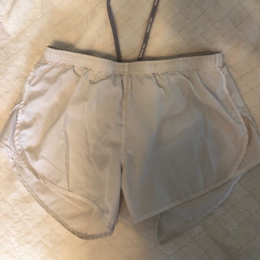 White Nike athletic shorts